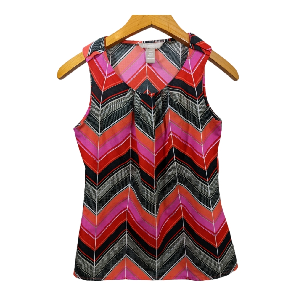 Banana Republic Sleeveless Top Pink Red Chevron XXS